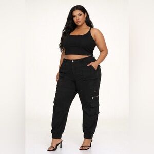 Fashion Nova Black Cargo Jumpsuit Pants